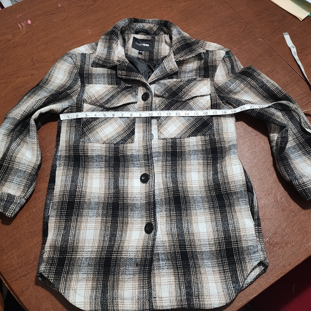 Fashion Nova Black and Cream Checkered Button Down Shirt - Picture 5 of 7